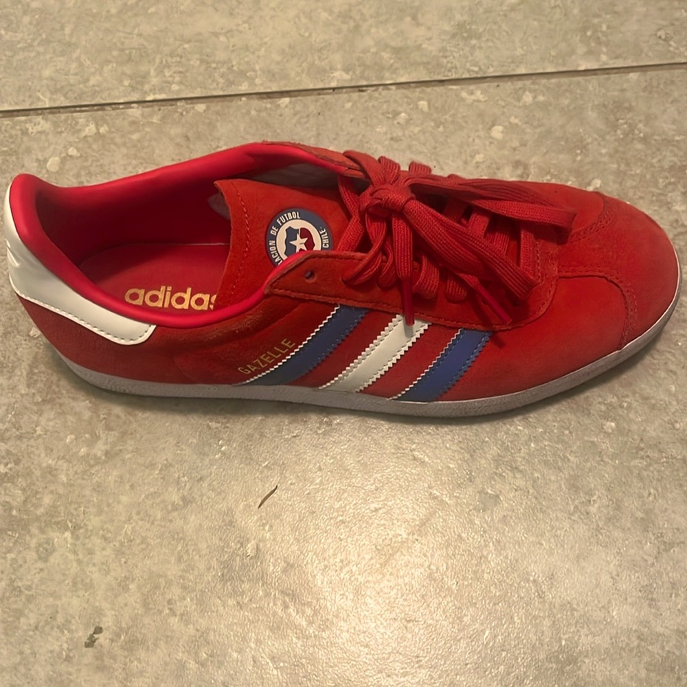 Gently used Adidas Red and Blue Chile soccer Gazzelles
